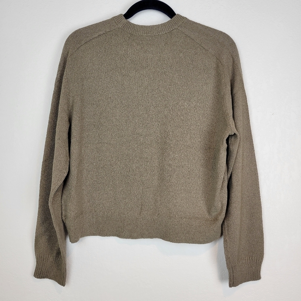 NWT Theory Womens Waverly Boucle Cropped Crewneck Sweater In Cinder Size L - Picture 6 of 12